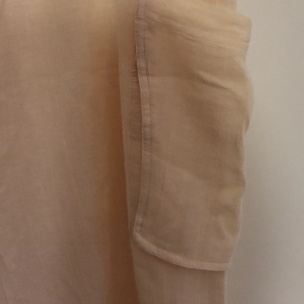 Free People Large Beige Wide-Leg Cargo Pants Boho Elastic Waist - Picture 5 of 13